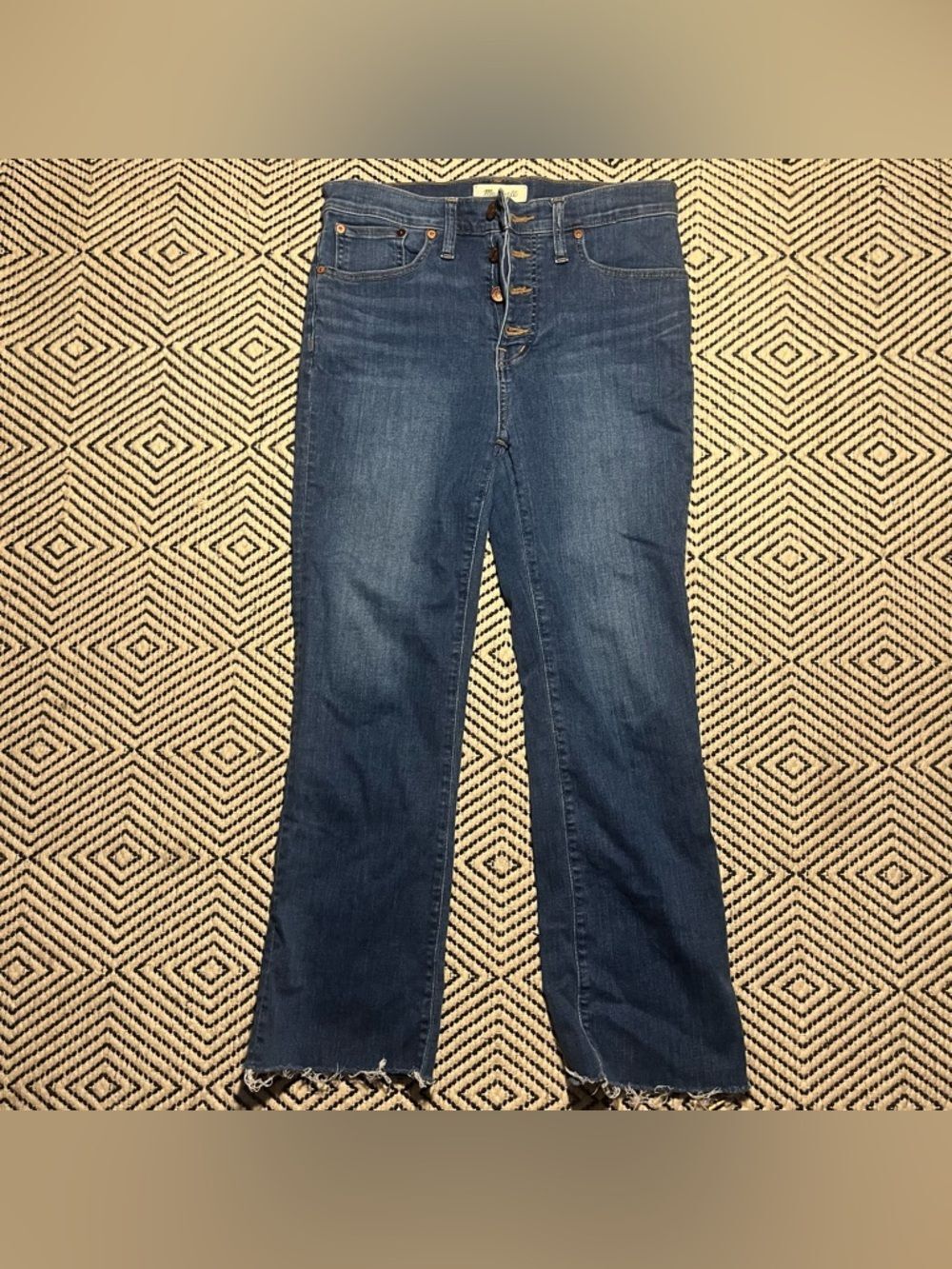 Madewell Cali Demi Boot 28 medium wash button up detail